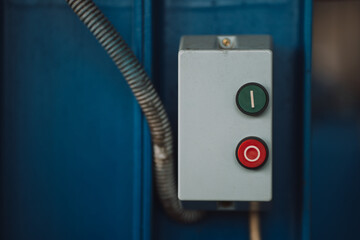 Devices for turning on and off equipment. Close-up buttons.