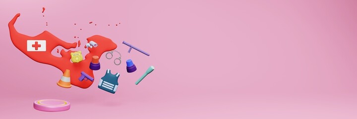 3d rendering of police data in Tonga for website cover and social media templates