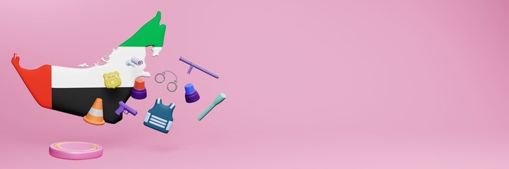 3d rendering of police data in United Arab Emirates for website cover and social media templates