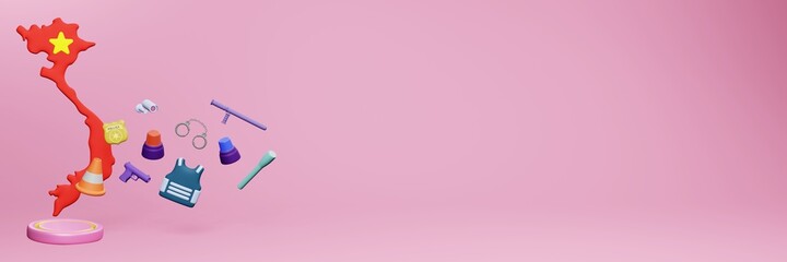 3d rendering of police data in Vietnam for website cover and social media templates