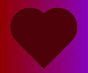 Red heart with a gradient. Color transition from dark to light. Festive postcard. Festive decoration. Valentine's Day. Heart on a red-purple background.