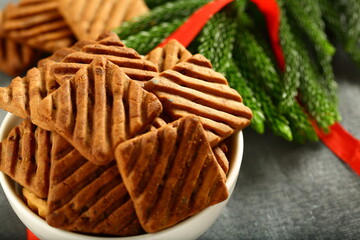 Homemade delicious chocolate chips cookies. traditional recipes background.