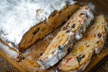 Stollen with marzipan, dried fruits and nuts