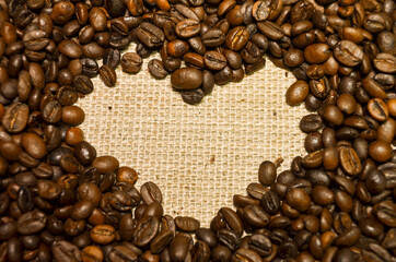 Heart from coffee beans