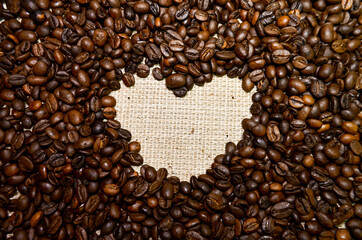 Heart from coffee beans