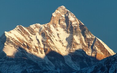 mount Nanda Devi Himalaya mountains evening sunset view