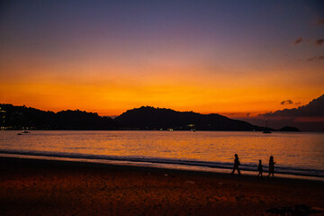 Sunset view in Patong beach in Phuket Province, Thailand