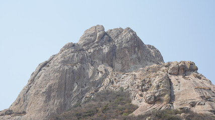 Fototapeta premium Peña de Bernal City and monolith rock formation in Querétaro state of central Mexico.