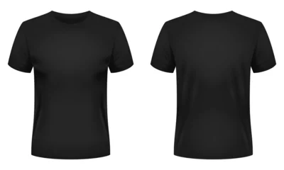 Fotobehang Blank black t-shirt template. Front and back views. Vector illustration. © vixenkristy