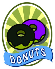 Sweet Donut label. Vector illustration for cafe and restaurant menu.