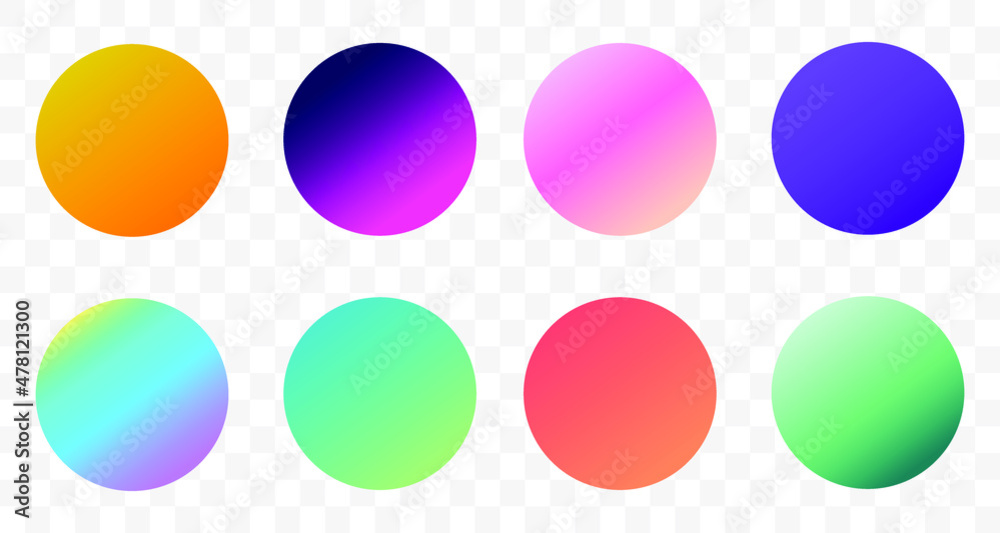 Poster set of round vector gradient. multicolor sphere. modern abstract background texture. template for de