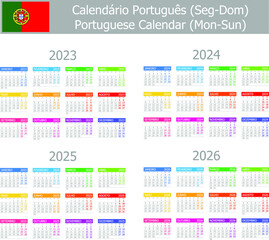 2023-2026 Portuguese Type-1 Calendar Mon-Sun on white background