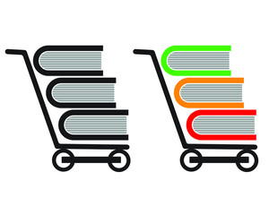 Cart of Book logo design, book shop logo vector 