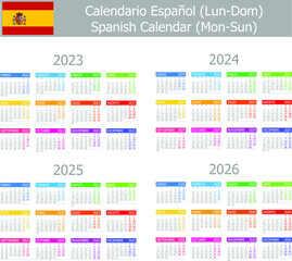 2023-2026 Spanish Type-1 Calendar Mon-Sun on white background