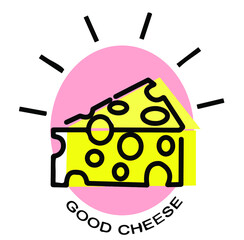Cheese Cartoon Vector Illustration. Good Used for Sticker, Logo, Icon, Clipart, Etc - EPS 10 Vecto