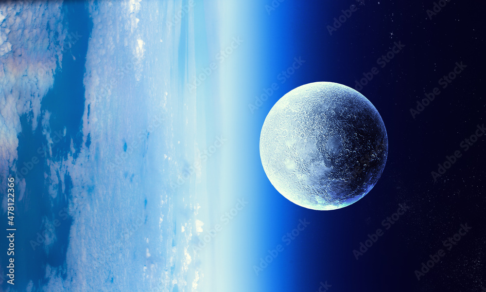 Poster image of outer space. . mixed media