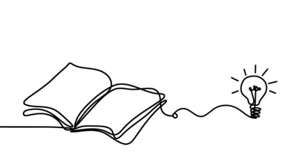 Abstract open book as line drawing on white background. Vector