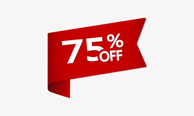 75% Discount offer price label, Red price tag for online stores