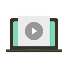 Laptop screen recording icon flat isolated vector