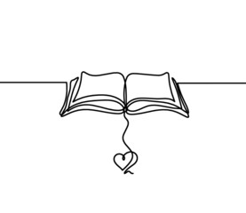 Abstract open book as line drawing on white background. Vector