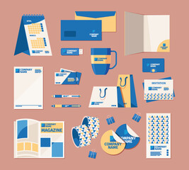 Printing advertising icon. Leaflets ads flyers and business brochures for exhibition garish vector colored symbols set