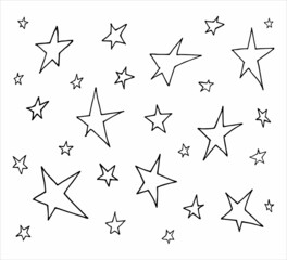 Fototapeta premium Doodle set of hand drawn stars