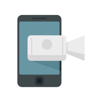 Video recording smartphone icon flat isolated vector