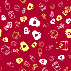 Coffee seamless vector pattern for Cup mug, restaurant or cafe menu design. 
