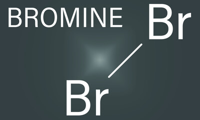 Elemental bromine, Br2, molecule. Skeletal formula.