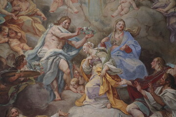 Santa Cecilia in Trastevere Church Interior Detail with a Fresco Depiciting the Glory of Saint Cecilia in Rome, Italy