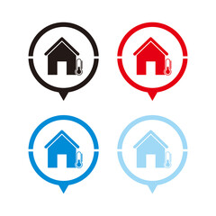 House temperature - vector icon illustration; map pointer; message bubble