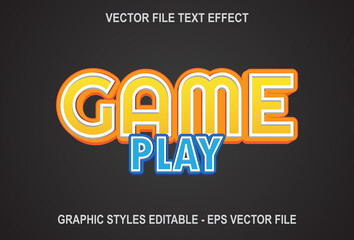 Obraz premium game play text effect on dark background. design for templates.