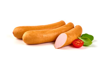 Boiled Sausages (Frankfurter), isolated on a white background.