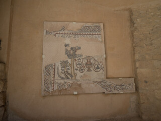 Mosaico en el Parque Arqueológico de Madaba, en Jordania, Asia