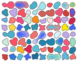 Blue Pink Liquid Shapes Icons, Abstract Shape Symbols