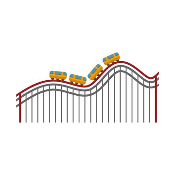 Roller coaster fun icon flat isolated vector