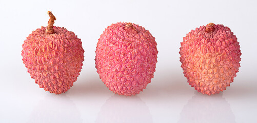 Lychee fruits isolated on a white background