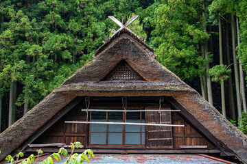 Fototapeta na wymiar Attic by a historic house, traditional Japanese architecture.