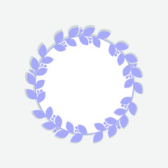 Round frame from plants, branch, leaves, berries. Vector illustration, flat design, eps 10.