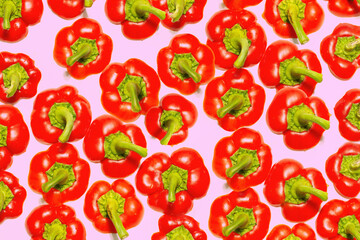 A pattern of products with peppers scattered all over the field