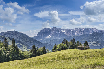 Mountain view at a hiking tour to taubenseeh&uuml;tte, Reit im Winkl, bavaria