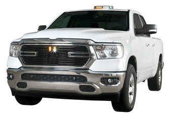 White truck with warning lights © Jason