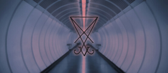 Magic symbol on futuristic background