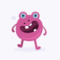 Funny Space Monster. Cute Alien, Planets, Rockets, UFOs. Isolated on a white background. Vector illustration.