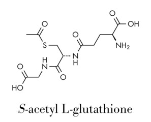 S-Acetyl L-Glutathione food supplement molecule. Skeletal formula.