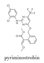 Fototapeta premium Pyriminostrobin insecticide molecule. Skeletal formula.