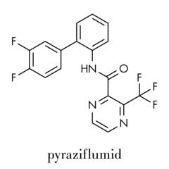 Pyraziflumid fungicide molecule. Skeletal formula.