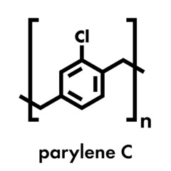 Parylene C polymer, chemical structure. Skeletal formula.