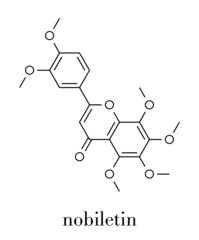 Nobiletin flavonoid molecule. Skeletal formula.