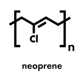 Neoprene (polychloroprene) synthetic rubber, chemical structure. Skeletal formula.